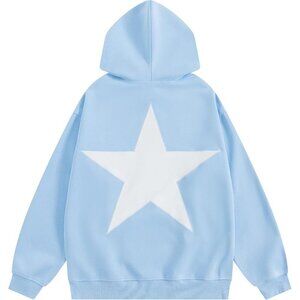 Eden Light Blue Hoodies Y2k Oversized Graphic Hoodies Aesthetic Sweat shirt